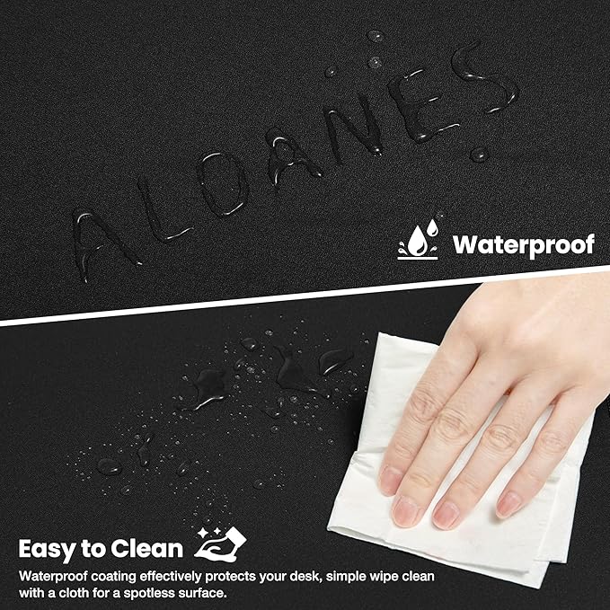ALOANES Waterproof Mouse Pad with Durable Stitched Edge, Large Gaming Keyboard Pad, Non-Slip Rubber Base Mouse Mat, Extended Desk pad for Gamer, Office & Home, Black Mousepad 31.5''x 15.7''x 0.12''