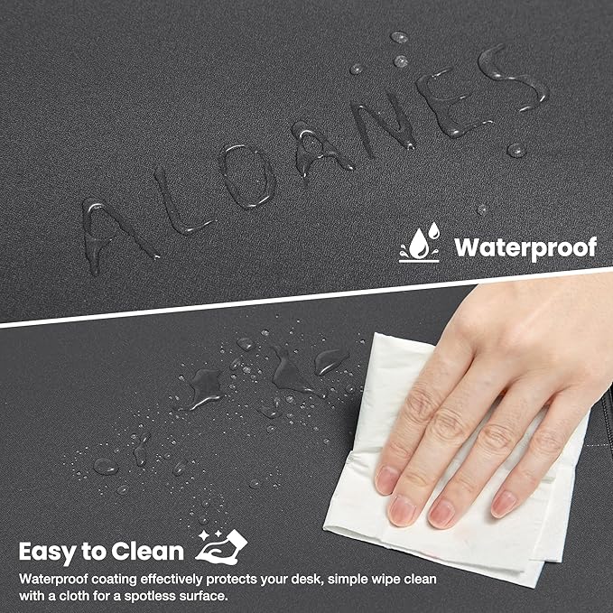 ALOANES Waterproof Mouse Pad with Durable Stitched Edge, XXXL gaming Keyboard Pad, Non-Slip Rubber Base Mouse Mat, Extended Desk pad for Gamer, Office & Home, Dark Gray Mousepad 35.4''x 15.7''x 0.12''