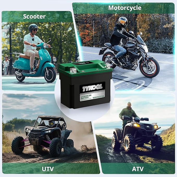 TYKOOL YTX12-BS STD LiFePO4 Lithium Motorcycle Battery,280CCA,2X Cranking Amps,Digital Readout,Compitable for BMW F850GS,Kawasaki Vulcan 900, BRP (Can-AM) DS250 ATV,Piaggio Vespa 300cc Scooter