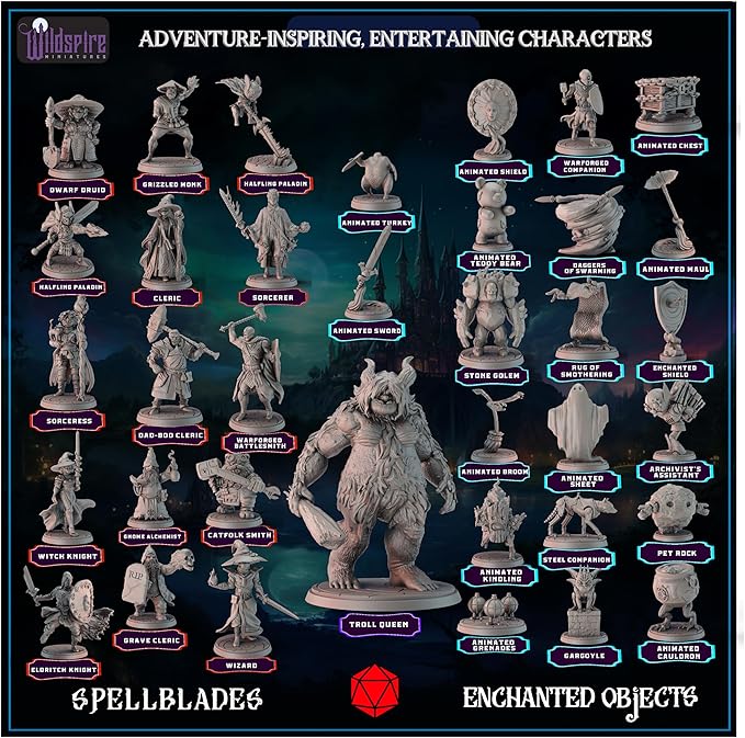 Spellblades & Enchanted Objects for DND Miniatures 28mm-32mm Player-Characters, NPC Bulk D&D Minis Unpainted Dungeons & Dragons Figures Accessories for Fantasy Tabletop RPG DND Pathfinder