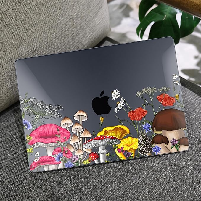 MEEgoodo Case for MacBook Air M4/M3/M2 13.6 inch 2025 2024 2022, Fit Model A3240 A3113 A2681, Compatible with MacBook Air 13 inch, Laptop Hard Shell Case with Keyboard Cover, Forest of Mushrooms