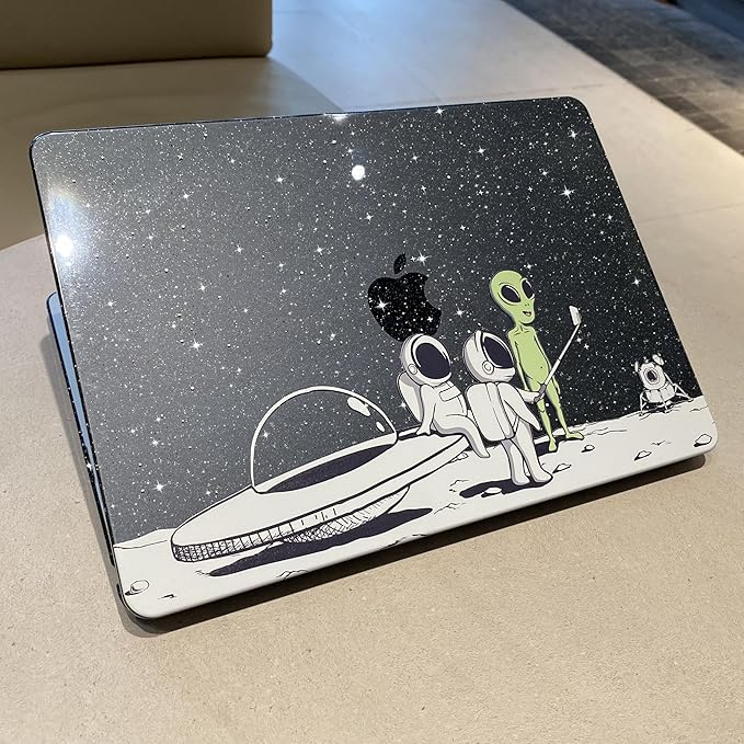 MEEgoodo Case for M4/M3/M2 MacBook Air 13.6 inch Case 2025 2024 2022, Fit Model A3240/A3113/A2681, Laptop Hard Shell with Keyboard Cover Compatible with MacBook Air 13 inch, Astronauts & Alien