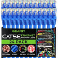 GearIT 24-Pack, Cat5e Ethernet Patch Cable 5 Feet - Snagless RJ45 Computer LAN Network Cord, Blue - Compatible with 24 48 Port Switch POE Rackmount 24port Gigabit