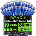 GearIT Cat 6 Ethernet Cable Pack - 24-Pack 7 ft Cat6 Ethernet Patch Cables | RJ45 Network Patch Cable, 10 Gbps Snagless Gold-Plated Connectors - Ethernet Cable Cat 6 for PC, TV, Router - Blue