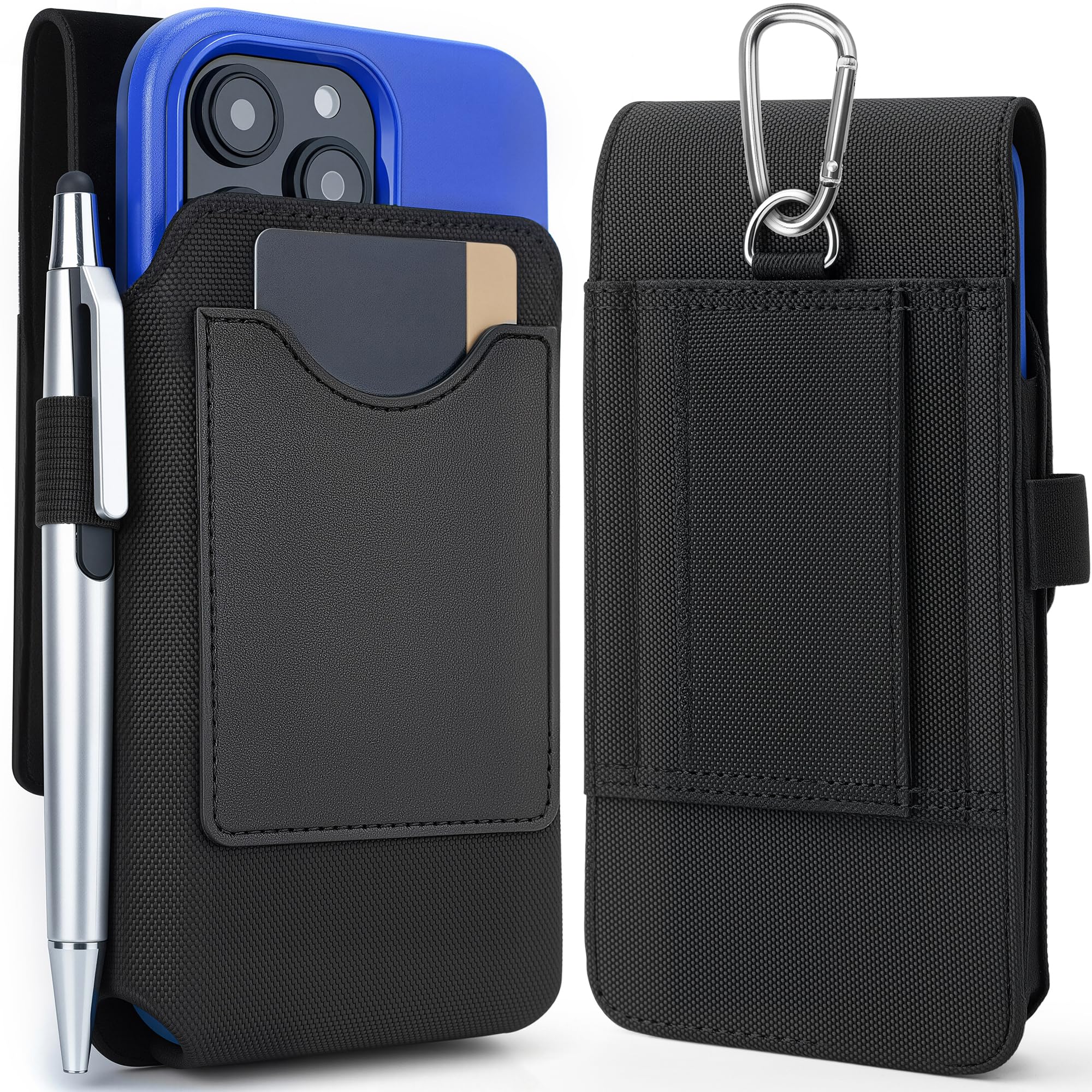 Mopaclle Vertical Nylon Phone Holster with Belt Clip for Galaxy S25/S24/S23/S22 Ultra, Note 20 Ultra, A56, F36 Series – Rugged Cell Phone Belt Holder Fits with Case On, for Men Women Outdoor Work