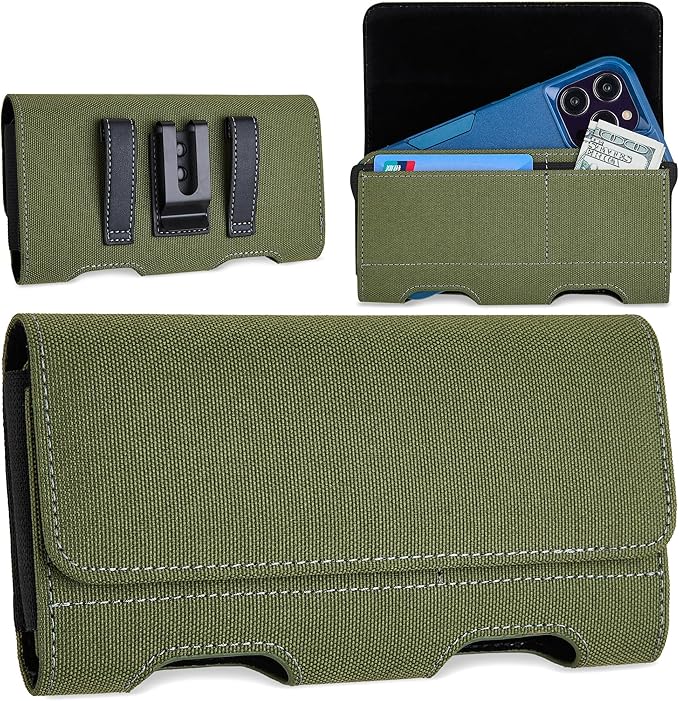 Mopaclle Nylon Cell Phone Holster for Samsung Galaxy S25 Ultra S24 Ultra,S23 Ultra,S22 Ultra, S21 Ultra,Note 20 Ultra A71 A23 A12 Moto G Stylus, Premium Phone Belt Holder with Belt Clip for Men