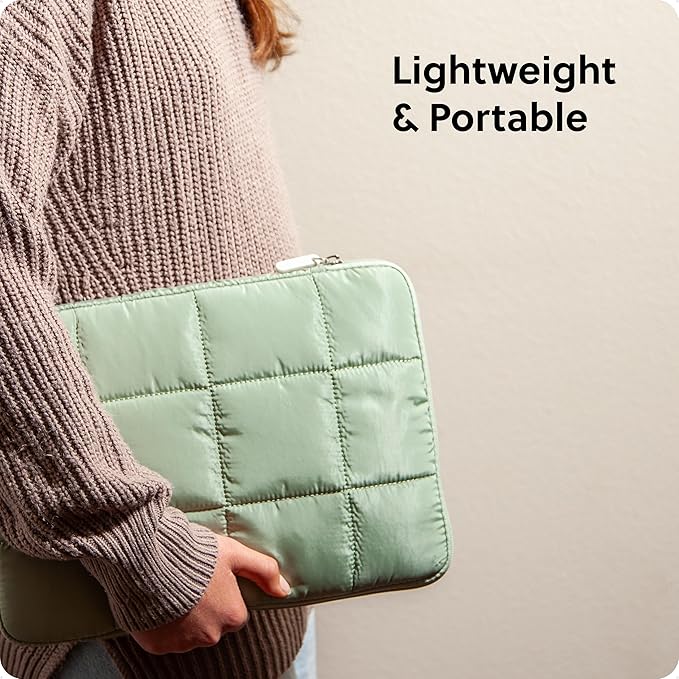 U Brands Nylon Puffer Zipping Medium Laptop Sleeve, 9.75" x 13", Computer Accessories, Laptop Bag for MacBook Pro, MacBook Air, Chromebook, HP Computer, Matcha Green