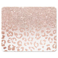 ITNRSIIET Mouse Pad with Stitched Edge Premium Textured Smooth Precise Operation Waterproof Washable Non-Slip Rubber Base Desktop Protection Mat, 10.2×8.3×0.12 inches, Rose Gold Leopard Print