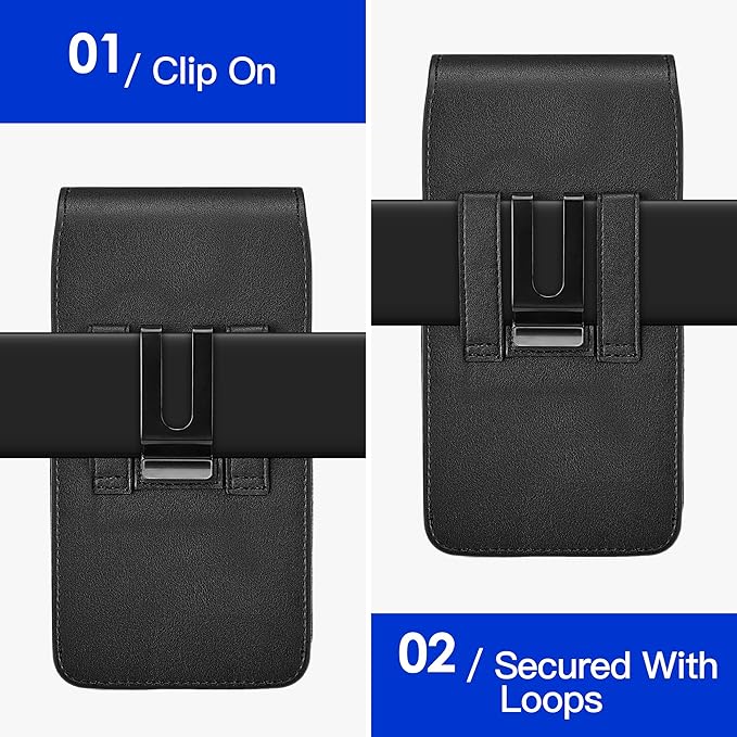 Mopaclle Cell Phone Holster with Belt Clip and Loop,Phone Belt Holder Compatible iPhone 17 Pro Max/Air,iPhone 16 Pro Max, 15, 14 Pro Max, Galaxy S25 Plus, S24 Plus, S23 Plus – Fits with Case On