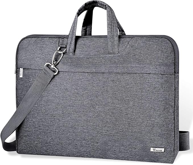 Voova Laptop Bag 15.6 Inch, Waterproof Computer Sleeve Carrying Case with Shoulder Straps & Handle Compatible with Macbook Air 15 M2/M3/M4, MacBook Pro 15/16, 15-16 Inch Hp Dell Lenovo Asus, Grey