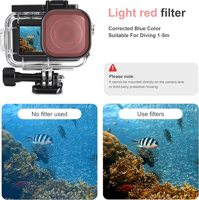 FitStill 164FT/50M Waterproof Case&3 Filters&Floating Hand Grip Stick Set Compatible for DJI Osmo Action 5 Pro Action 4 Action 3,Snorkeling Surfing,Wakeboarding Protective Cover Shell Accessories Kit
