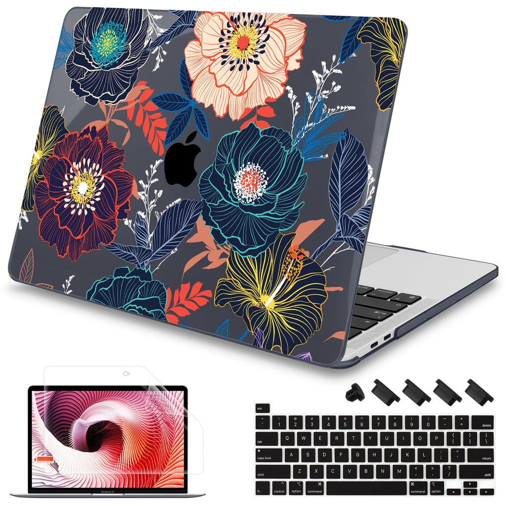 Mektron Designed Case for MacBook Pro 16 Inch A2141 Cover 2019 Release 16" with Liquid Retina Display/Touch ID, Plastic Hard Shell with Keyboard Skin & Screen Protector, Butterfly Flower C077