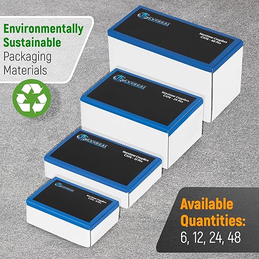 Everest Cat6 RJ45 Keystone Coupler (6-Pack) in Gray - RJ45 Coupler - Cat 6 Couplers - Female to Female Cat6 Keystone Jacks - Ethernet Couplers - Ethernet Cable Extender