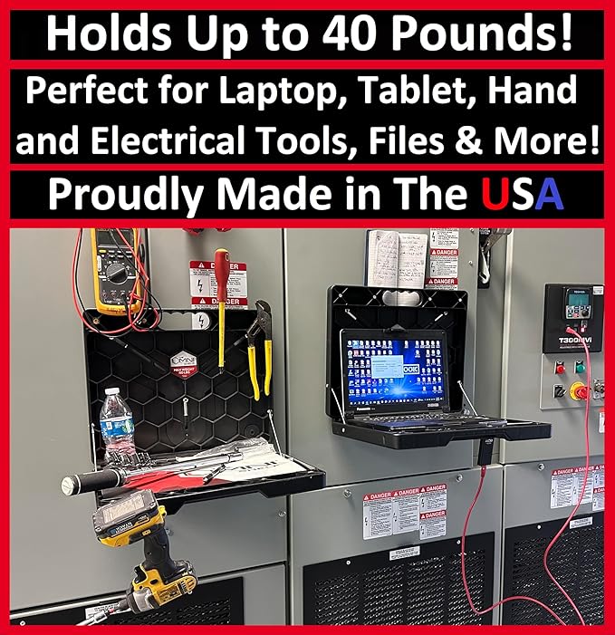 The OmniShelf Magnetic Portable Workstation + Toolbox, Computer & Laptop Stand, Multimeter Case, Utility Shelf w/ 50 lb Capacity, Hands Free Workstation Attaches to HVAC, Trucks & More (5 Count)