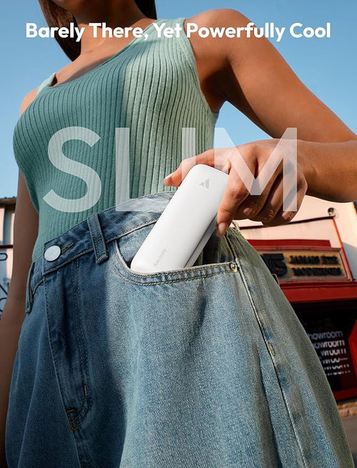 Aecooly Slim Portable Fan, Thin Handheld Fan, USB Rechargeable