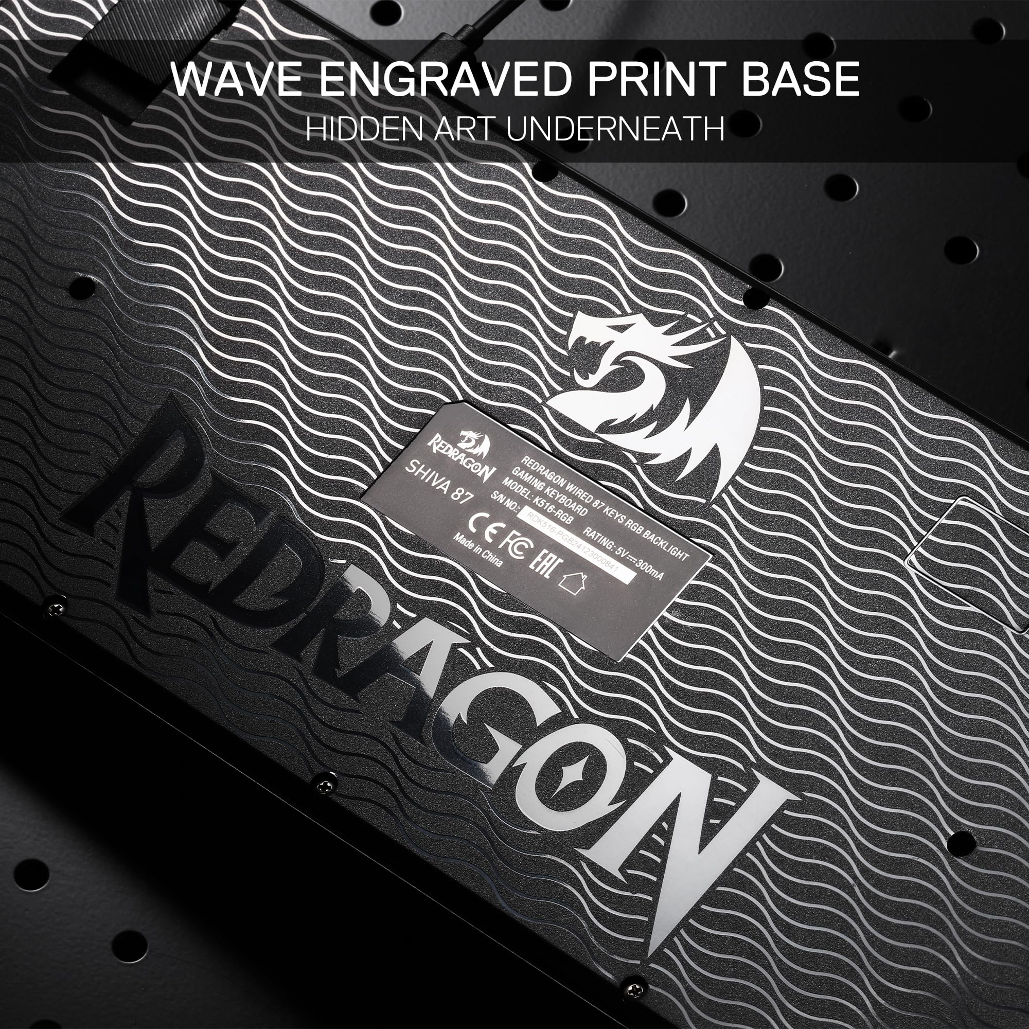Redragon K516 Shiva TKL Wired RGB Membrane Gaming Keyboard, 87 Keys Mechanical-Feel Keyboard w/Smooth Linear Switch, On-Board Macro & Dedicated Multimedia Keys, 16.8M RGB Backlit, Software Supported
