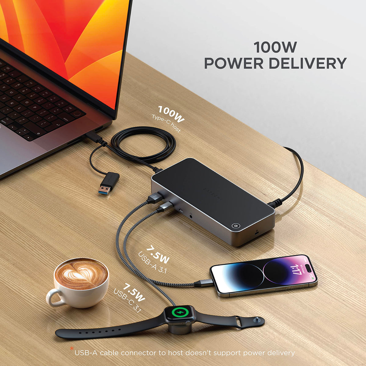 Satechi 13-in-1 Triple 4K USB-C Docking Station, 100W Charging, Audio Jack