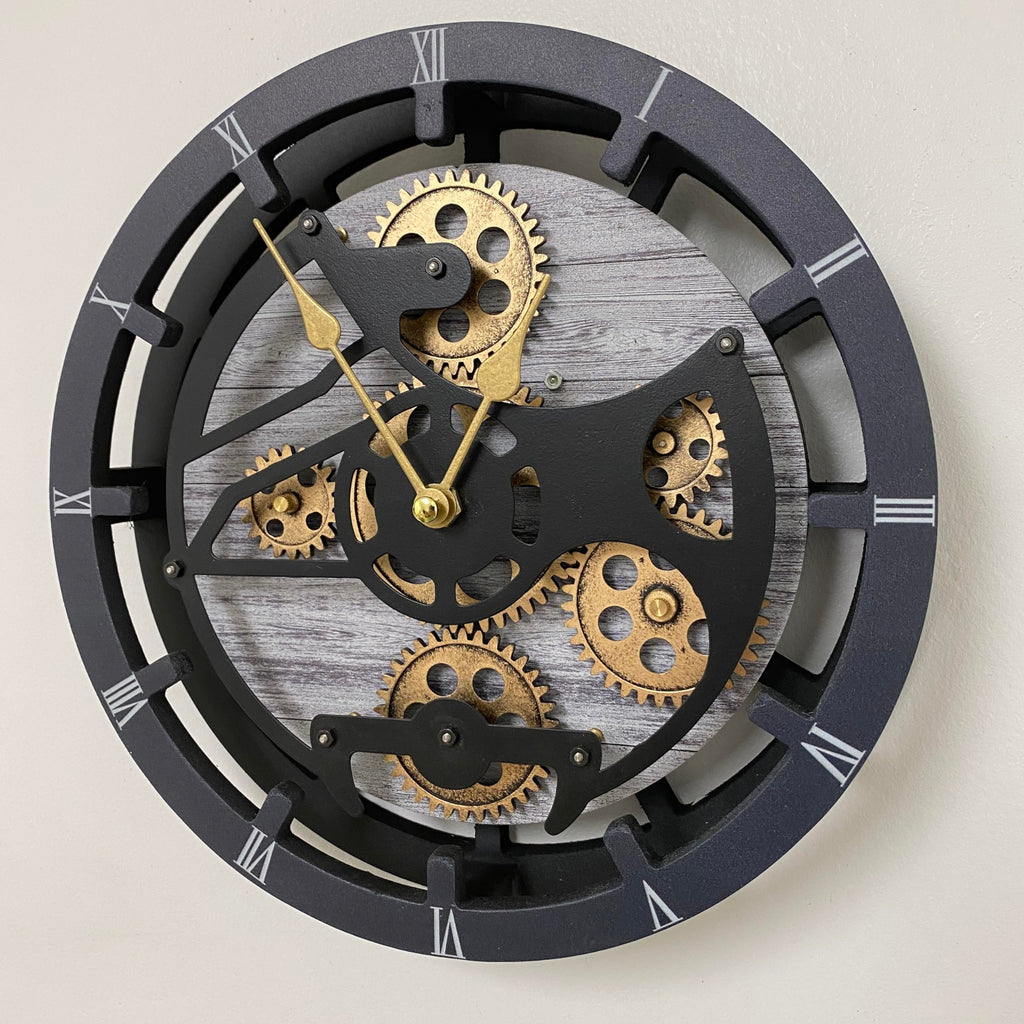 ImprovingLife The Gears Clock Desk Clock 10 inches with Real Moving Gears Convertible into Wall Clock (Silver Glamour)