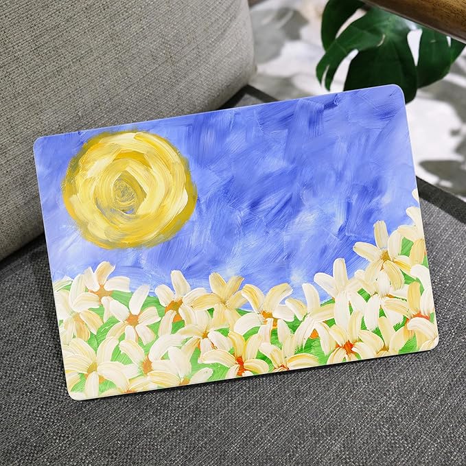 MEEgoodo for MacBook Air 13.3 inch Case 2021 2020 2019 2018 A2337 M1 A2179 A1932, Laptop Shell for MacBook Air M1 with Keyboard Webcam Cover & Trackpad Film & Type C Adapter,Summer Flowers