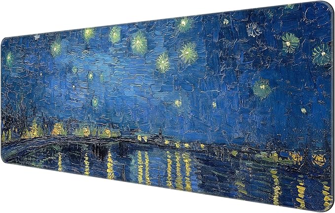 Dynippy Large Mouse Pad with Stitched Edges- Starry Night Over the Rhone