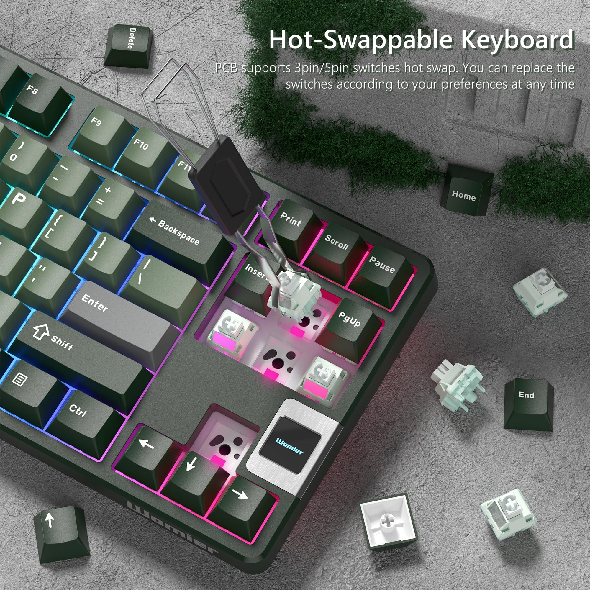 Rainy75 QK87 75% Wireless Gaming Keyboard Screen RGB Hot Swappable Gasket