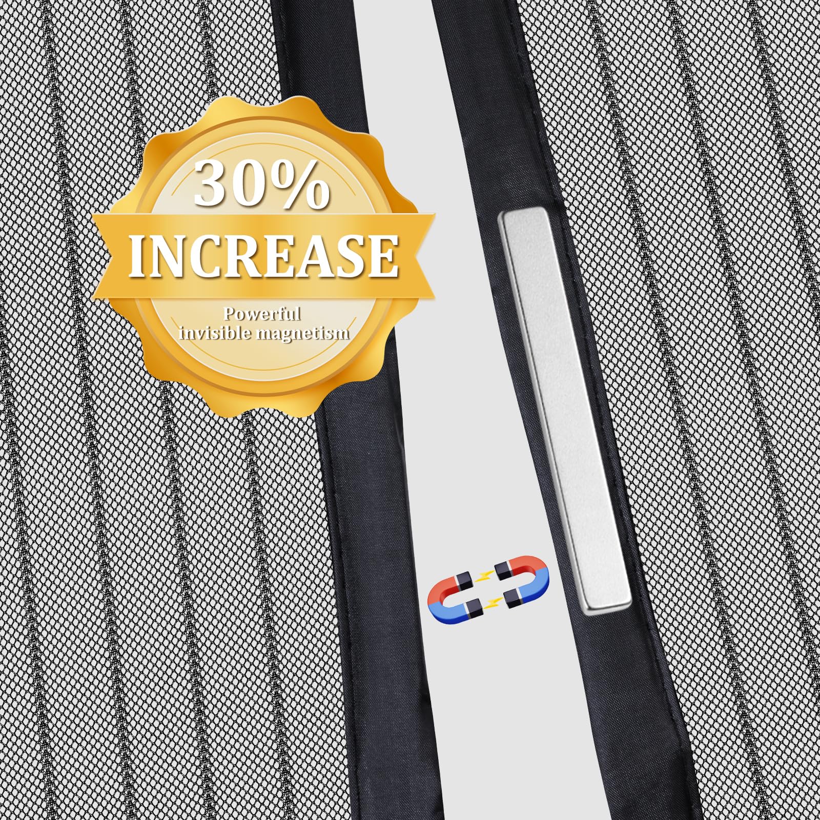 Magnetic Screen Door - Self Sealing, Heavy Duty, Hands Free Mesh Partition Keeps Bugs Out Let Breeze in- Pet and Kid Friendly - Keep Open Feature (Black, Fit Door Size 32 x 80 Inch)