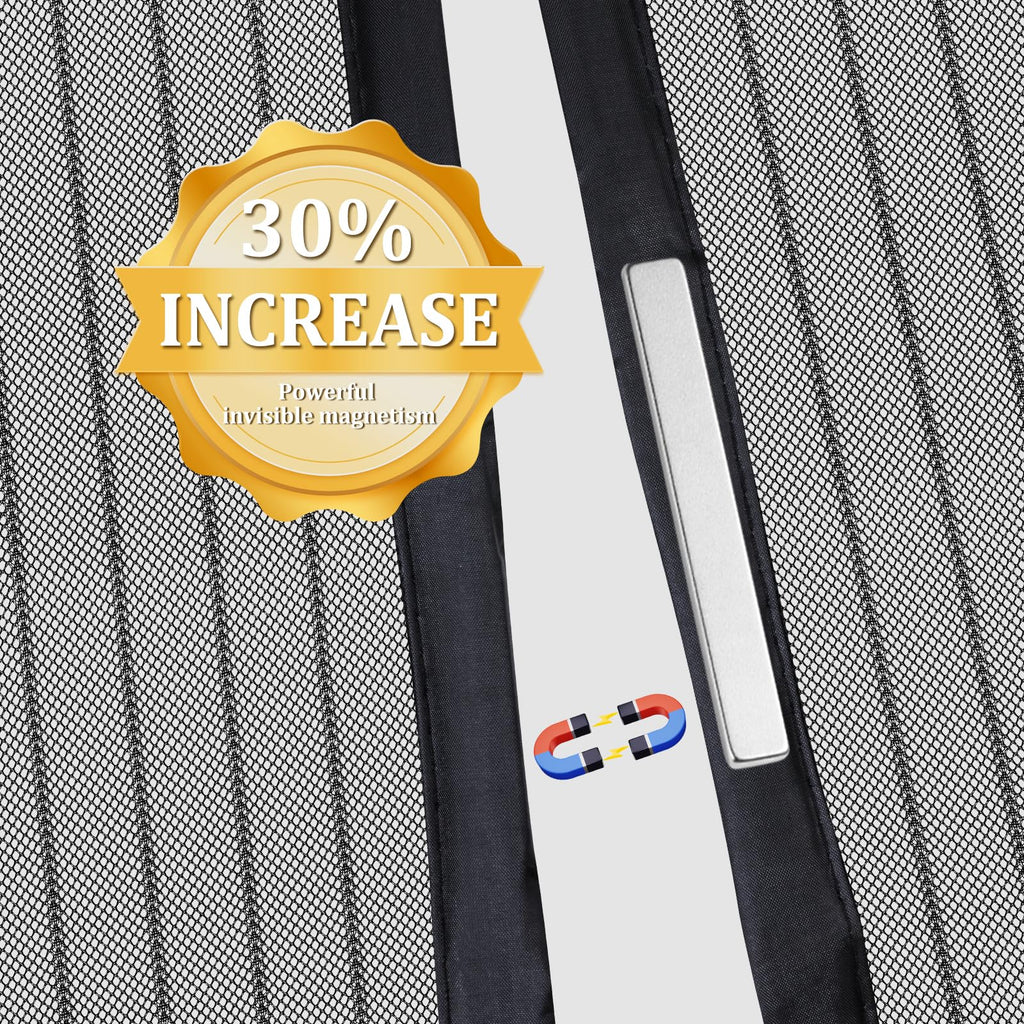 Magnetic Screen Door - Self Sealing, Heavy Duty, Hands Free Mesh Partition Keeps Bugs Out Let Breeze in- Pet and Kid Friendly - Keep Open Feature (Black, Fit Door Size 39 x 82 Inch)