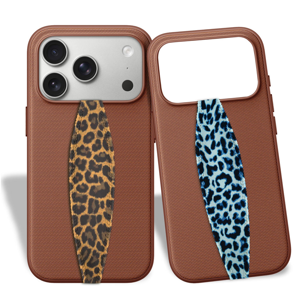 Switchbands Aesthetic Animal Phone Grip Strap – Reversible Elastic Strap, Adhesive-Free, Ergonomic Hand Support, Arthritis Friendly, Wireless Charging Compatible, Universal Fit – Blue & Gold Cheetah