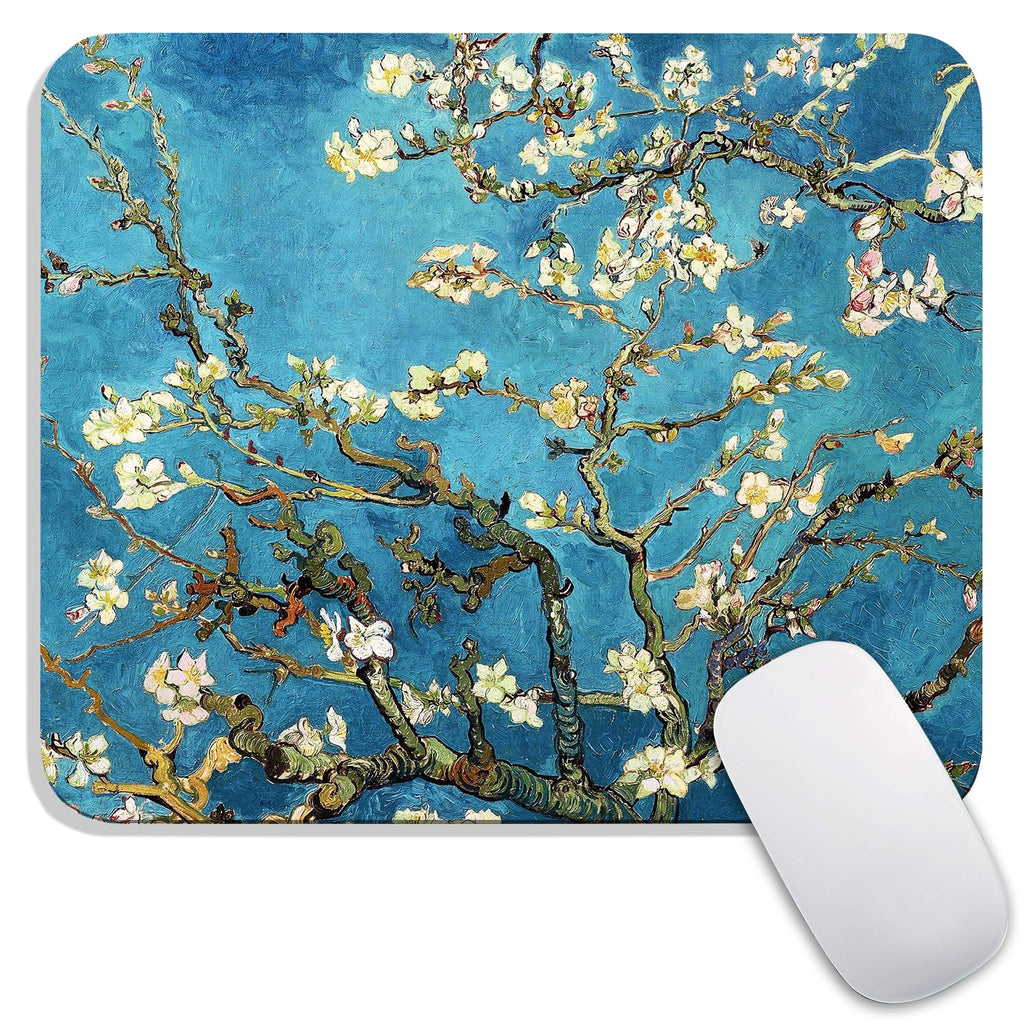 Armanza Square Mouse Pad Apricot Flower, Personalized Premium-Textured Custom Mouse Mat Design, Washable Mousepad Cloth, Non-Slip Rubber Base Computer Mouse Pads for Wireless Mouse