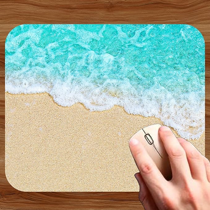Coastal Shoreline Waves Sandy Beach Theme Mouse Pad Mat Mousepad for Desk Computer Laptop PC Gaming Home or Office Gift (Sand MP36)