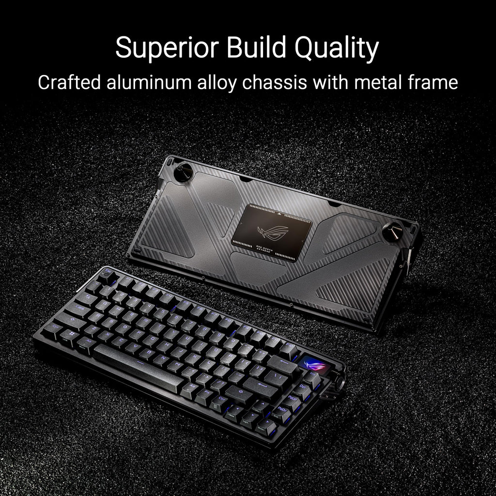 ASUS ROG Azoth Extreme Wireless Mechanical Gaming Keyboard – 75% TKL, ROG NX Snow Linear Switches, PBT Keycaps, Aluminum Chassis, Carbon Fiber, Gasket Mount, Color OLED Screen, PC/Mac Support - Black