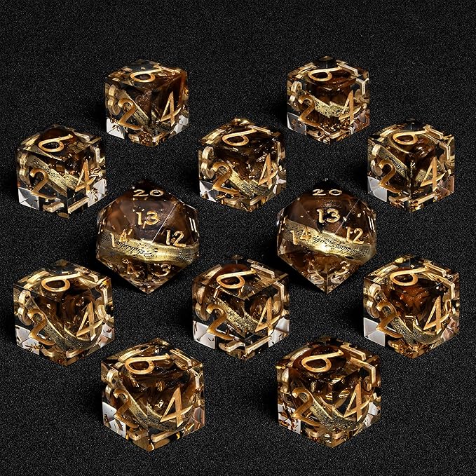 D6 Dice Set – 10× Six-Sided Resin Dice with Themed Designs – 16mm Tabletop for Wargames, RPGs, MTG, and Board Games