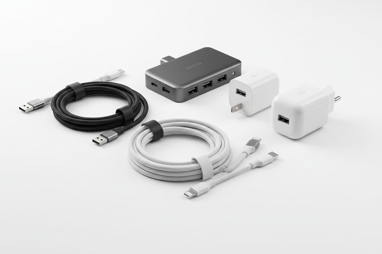 Cables & Chargers: Reliable, durable, and fast-charging accessories to keep all your devices powered and ready. (make it real photo)