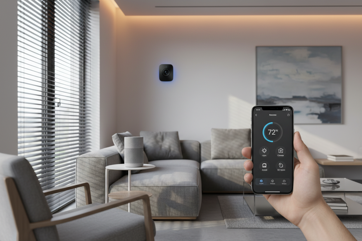 Smart Home Solutions: Make your home smarter and more connected with our smart lighting, security devices, and automation tools. (make it real photo)